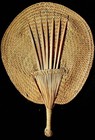 Mortician Funeral And Ambulance Service Advertising Wicker Fan Vintage 1930 s 