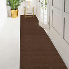 Custom Size Solid Brown Stair Hallway Runner Rug Non Slip Rubber Back
