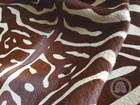 Real Cowhide Rug Printed Zebra Spine Brown Stripes On Light Beige - Size 6x7 