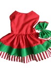 Christmas Dog Dress  Red White Green  Handmade With A  Detachable Bow Medium  