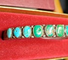 Antique Navajo Old Pawn Hand Forged Ingot Silver 11 Turquoise Row Cuff 1920s
