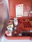 Full  Wil Hold Orange Sewing Box With Huge Sewing Lot Plastic See Description 