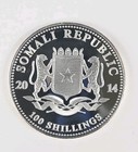 2014 Somalia Silver 100 Shillings Elephant  1oz Asw