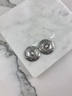 Vintage 925 Sterling Silver Native American Concho Dangle Earrings 
