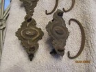 Antique Victorian Age Brass Cast Iron Drawer Pulls Decorative Matching Set Of 3