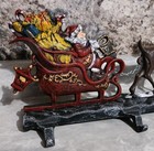 Rare 26  Painted Cast Iron Santa   Reindeer Five Hook Christmas Stocking Holder