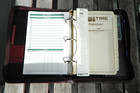 Time Systems Planner 3 Ring Binder Brown Faux Leather W  Inserts Zip Usa Vtg 90s