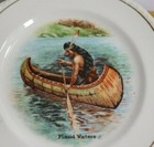 Antique Vintage Indian Maiden In A Canoe Gary Ill Advertising Plate Harker Co