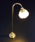 Battery Operated Led  Floor Lamp  Gold With Frosted Shade Dollhouse Miniature