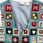 Vintage Patchwork Chambray Denim Vest Size Large Americana Folk Lightweight