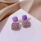 Gorgeous Women 925 Silver Earrings Elegant Purple Crystal Square Tassel 1569