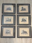 Vintage Train Prints  6 Classic Framed Steam Engine Pictures Wentworth D Folkins