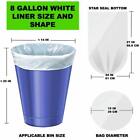 8 Gallon White Garbage Bags Trash Bags  26 l X 22 w  55-220 Count