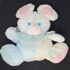 Vtg 1980s Fisher Price Puffalump Baby Mouse Rattle Plush Blue Pink White