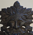 Vintage Cast Iron Green Man Door Knocker 8 5  Tall Foliate Mask Architectural