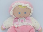 Kids Preferred Plush Baby Doll Rattle Toy 11    Blonde Hair Pink Heart Flower