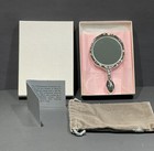 Vintage Art Silver Plate    ribbon     Style Hand Mirror 4 5  Mint With Original Box
