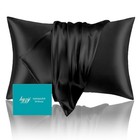 Mulberry Silk Pillow Cases Size With Hidden Zipper  Ultra Smooth Queen Black