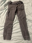 Boys Gray Solid Cargo  Pants Drawstring Closure Elastic Waist Pockets 5t
