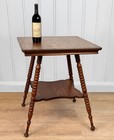 Antique Victorian Quartersawn Oak Square Parlor Table