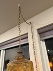 Amber Vintage Hanging Antique Light Swag Lamp W  Hanging Chain   On off Switch 