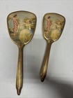 Vintage Gold-tone Vanity Brush 10 5  And Hand Mirror 13  Matching Set