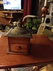 Antique Cast Iron Wood Coffee Grinder Hand Crank Dovetail Drawer    1203