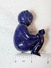 Antique Lapis Lazuli Child W  Bird Carving 104g Deep Blue W  Pyrite - Rare Vtg