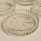 Set Of 4 Vintage Starburst Cut Glass Drink Coasters Stackable Sawtooth Edge