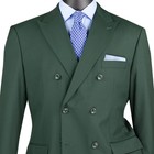 Vinci Men s Hunter Green Double-breasted Suit W  Adjustable Waist  Reg-fit - New