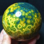 Rare 506 5g Natural Polished Orbicular Ocean Jasper Sphere Reiki Healing C977