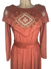 Vtg Women s Dress Faux Suede Rust Brown American Indian Style Costume Brenner S