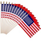 12 Pack Small American Flags - 4x6 Inch Mini Usa Hand Held Stick Flag With 