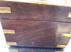 Vintage Marine Nautical Brass Compass Wood Hinged Lidded Box