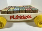 Vintage Playskool Wagon Pull Along Toy Cart With Wooden Letter Blocks