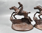 Vintage Cast Iron Hubley Steeplechase Book Ends Whipper In  1925 Bronze