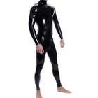 Neckline Entrance Latex Catsuit Shoulder And Crotch Zipper Rubber Bodysuit