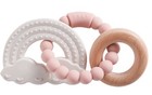 Baby Teething Ring Silicone   Wooden Teether   Bpa Free   3 Months 