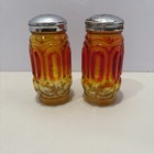 Le Smith Moon Stars Amberina Orange Salt Pepper Shakers With Lids  K-83