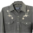Vintage Blair Western Shirt Men L Black Embroidered Cowboy Boot Long Sleeve