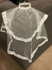Vintage Abbey First Communion Veil Head Piece Princess Pearl   Lace     Ex Cond 