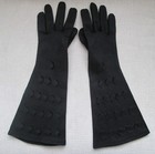 Vintage 50s Long Formal Black Gloves Womens Size 7 Scallop Embellishment