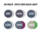 60pc 6 In Hook Loop Sanding Discs Wet Dry Sandpaper 800 1000 1200 1500 3000 Grit