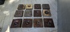 12 Orig Antique Bullseye Rosette Wooden Corner Blocks  Plinth Type Architectural