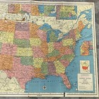 Vintage 1950s Hammonds Home Library United States Map 48 States 21 X 29 In  Usa