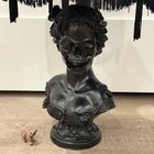 Gothic Skull Woman Bust Table Lamp With Black Shade 24  Halloween Skeleton New