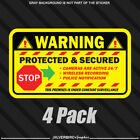 Security Camera Sticker Alarm Caution Home Protected Surveillance Warning 4 Pack
