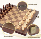 Magnetic Wooden Chess Board Set 15  With Handmade Pieces  Folding Travel Game