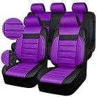  Leather Seat Covers Full Set Universal Water Resistant 3d Black And Purple