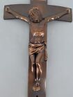 Vintage Casket Coffin Funeral Crucifix Cross  Bronze Tone Metal Jesus Wall Art